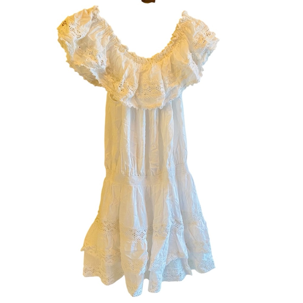 Melissa Odabash Women's Melody Off the Shoulder Swim Cover-Up Dress Crochet M - Picture 5 of 12